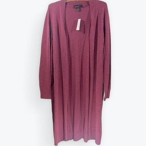 NWT Lane Bryant Stylish Burgundy Red Knit Cardigan Long Sleeve Duster 18/20